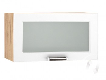 Шкаф верхний со стеклом Прага ШВГС 600 (Белое дерево/корпус дуб крафт золотой) в Искитиме - iskitim.mebel54.com | фото