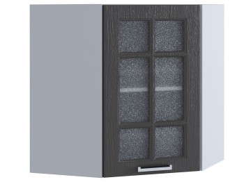 Шкаф верхний угловой со стеклом 590, ШВУС 590 (Клен серый/корпус белый) в Искитиме - iskitim.mebel54.com | фото