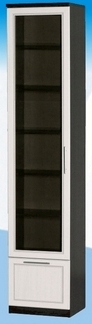 Шкаф высокий с ящиком и стеклодверью ДЛЯ ГОСТИНОЙ ШВЯС-450 Венге/Дуб выбеленный в Искитиме - iskitim.mebel54.com | фото