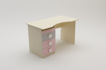 Стол (столешница с выемкой) Грэйси (Розовый/Серый/корпус Клен) в Искитиме - iskitim.mebel54.com | фото
