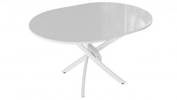 Стол обеденный «Diamond» Тип 3 (Белый муар/Белый глянец) в Искитиме - iskitim.mebel54.com | фото