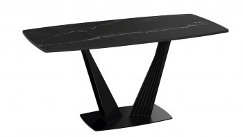 Стол раздвижной «Фабио» Тип 1 (Черный муар/Стекло черное) в Искитиме - iskitim.mebel54.com | фото