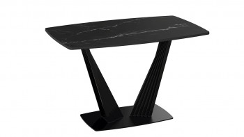 Стол раздвижной «Фабио» Тип 1 (Черный муар/Стекло черное) в Искитиме - iskitim.mebel54.com | фото