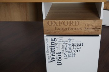 Стол с ящиками «Оксфорд» (Ривьера/Белый с рисунком) в Искитиме - iskitim.mebel54.com | фото