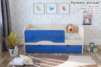 Техно Кровать детская 2 ящика 1.6 Синий глянец в Искитиме - iskitim.mebel54.com | фото